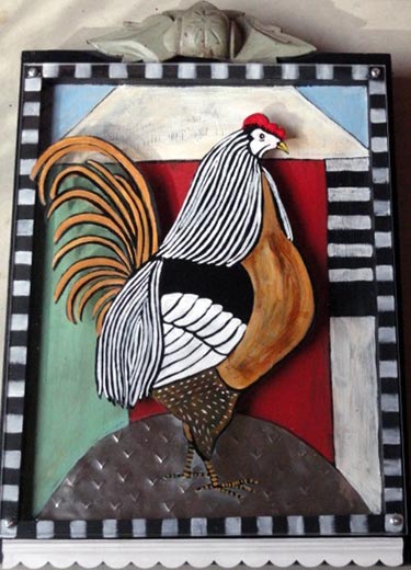 Mixed Media Rooster Wall Art